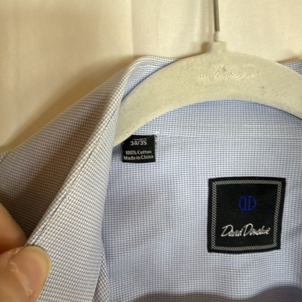 Men’s David Donahue Blue Check Long Sleeve Size 34/35 Preowned - Picture 4 of 16